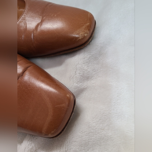 Vintage Ralph Lauren Collection Purple Label Caramel Leather Heels Size 7 - Picture 9 of 13